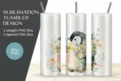 Cute watercolor penguin Tumbler Sublimation 20oz Product Image 2