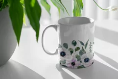 Watercolor Anemones Mug Sublimation Designs PNG, 11 & 15 Product Image 2