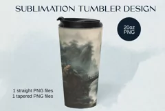 Tumbler sublimation design with watercolor chinese landscape Product Image 3