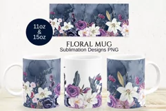 Gothic Floral Mug Sublimation Designs PNG, 11 & 15 Product Image 1