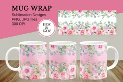 Pink Roses Mug Wrap Sublimation Designs JPG, 11 & 15oz mug Product Image 1