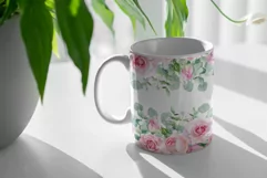 Pink Roses Mug Wrap Sublimation Designs JPG, 11 & 15oz mug Product Image 3