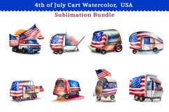 4th of July Cart Watercolor, USA Sublimation Bundle Product Image 3