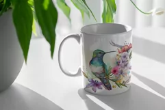 Watercolor Hummingbird Mug Sublimation Designs JPG Product Image 2