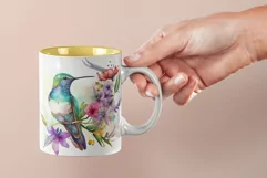 Watercolor Hummingbird Mug Sublimation Designs JPG Product Image 3