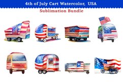 4th of July Cart Watercolor, USA Sublimation Bundle Product Image 4