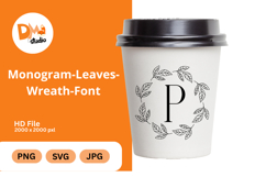 Monogram Leaves Wreath Font Product Image 1