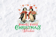 Penguin Kisses Christmas Wishes Cute Holiday Shirt Design Product Image 3