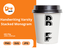 Handwriting Varsity Stacked Monogram Product Image 1