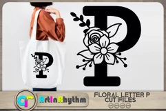 Floral letter P svg cut file / Botanical alphabet SVG Product Image 1