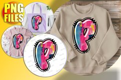 P Doodle Letter Valentine Loving Bright Style! Product Image 1