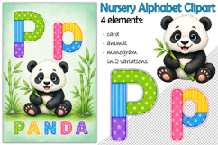 Nursery Alphabet Clipart, Flashcard Letter P, Monogram PNG Product Image 1