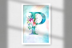 Spring Watercolor Letter. Monogram P. Sublimation Design. Product Image 3