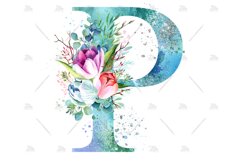 Spring Watercolor Letter. Monogram P. Sublimation Design. Product Image 5
