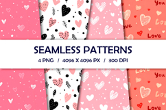 Whimsical Heart Seamless Patterns, Valentines Digital Paper Product Image 1