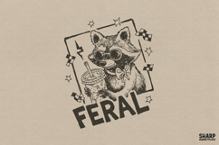 Feral PNG, Funny Raccoon Shirt Design, Sarcastic Trash Product Image 1