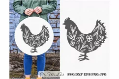 Chicken SVG, Floral Chicken SVG, Chicken Leaves Svg, Easter Product Image 1