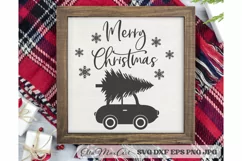 Merry Christmas SVG, Christmas Round Sign SVG, Door Hangers Product Image 1