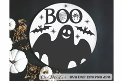 Boo Svg, Halloween Svg, Halloween sign Svg, Round Sign Svg, Product Image 1