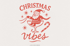 Christmas Vibes Santa Claus In Cocktail Glass PNG, Retro Product Image 1