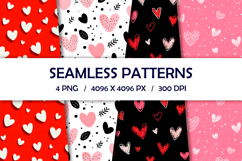 Valentines Heart Seamless Patterns, Whimsy Digital Paper PNG Product Image 1