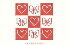 Retro Checkered Valentine&#039;s Day PNG, Coquette Valentine Product Image 1