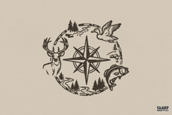 Compass Wildlife Emblem, Western PNG, Shirt PNG, Product Image 1