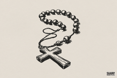 Rosary Cross PNG, Christian Catholic Shirt Design, Product Image 1