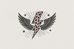 Leopard Print Lightning Bolt PNG, Winged Power Design, Product Image 1