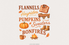 Flannels Hayrides Pumpkins Sweaters Bonfires PNG Fall Product Image 1