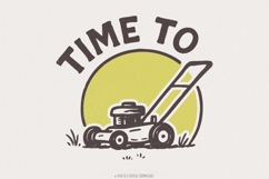 Time To Mow PNG, Lawn Mower Retro Design, Grass Cutting Product Image 1