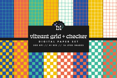 16 Vibrant Grid &amp; Checker Seamless Patterns Product Image 1