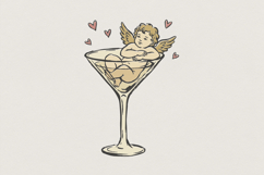 Vintage Cupid in Martini Glass PNG, Romantic Angel Art Product Image 1