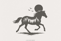 Wild Forest Horse PNG, Digital Download, Rustic Animal Art Product Image 1