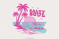 Retro Summer Salty Soul PNG, Trendy Summer PNG, Beach Product Image 1