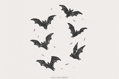 Minimal Flying Bats PNG, Spooky Halloween Bat Clipart, Product Image 1