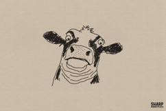 Silly Hand Drawn Cow Face Design With Highland Cow PNG, Product Image 1
