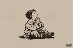 Praying Child Vintage Christian PNG For Shirt PNG, Jesus Product Image 1