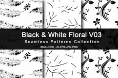 Black &amp; White Floral V03 Seamless Patterns Collection Product Image 1