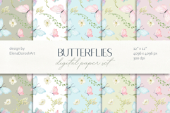 Watercolor Butterfly Digital Paper Seamless Floral Patterns Product Image 1