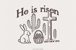 He Is Risen PNG, Matthew 28:6 Easter Design, Retro Easter Product Image 1