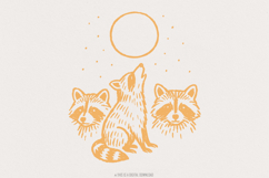 Raccoon Trio PNG Clipart Howling at Moon, Cute Forest Product Image 1