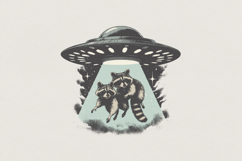 Raccoons Abducted by UFO PNG, Cute Alien Animal Shirt, Product Image 1