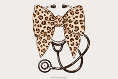 Leopard Nurse Coquette Bow Png, Retro Nursing Sublimation Product Image 1