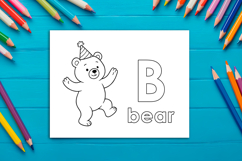 Letter B Coloring Page, Bear Printable Design for Kids Product Image 1