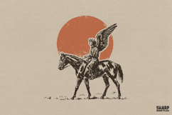 Sunset Winged Rider On Horse, PNG Designs For Western PNG, Product Image 1