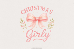Christmas Girly PNG, Pink Bow Holiday PNG Shirt, Christmas Product Image 1