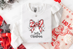 Jolly Christmas Candy Cane Bow Holiday T Shirt Design Product Image 2