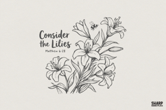 Consider the Lilies PNG, Matthew 6:28 Bible Verse Shirt Product Image 1