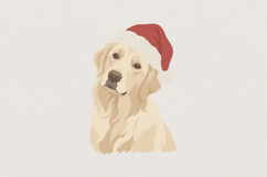 Golden Retriever Christmas PNG, Santa Hat Dog Digital Product Image 1
